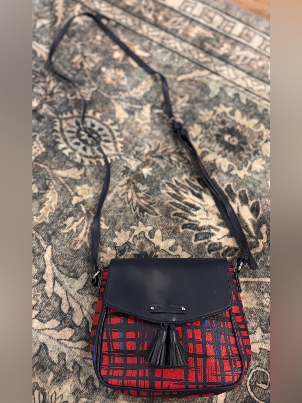 Vera Bradley Plaid Faux Leather Crossbody Purse Like New